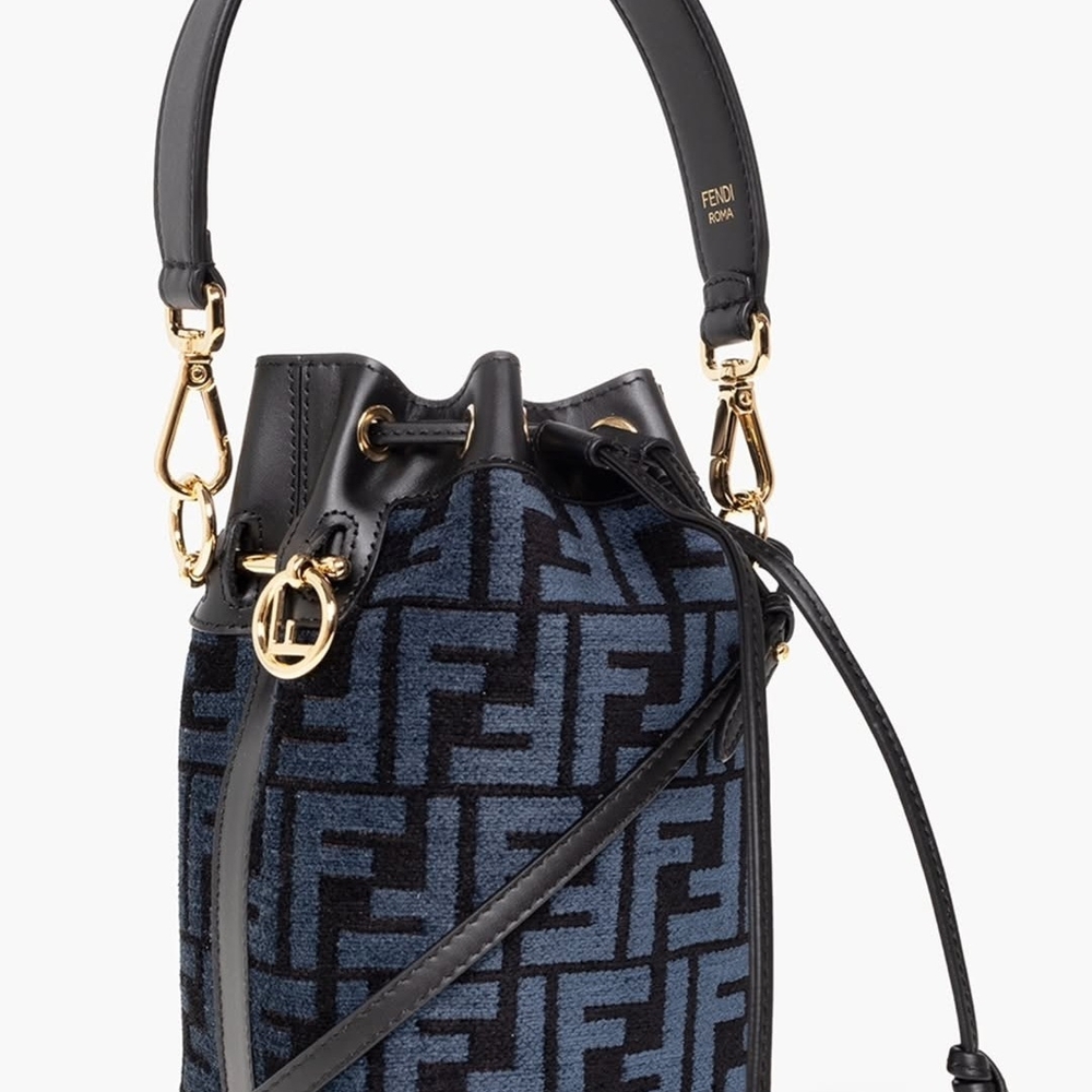Fendi Black and Blue Mini Bucket Bag